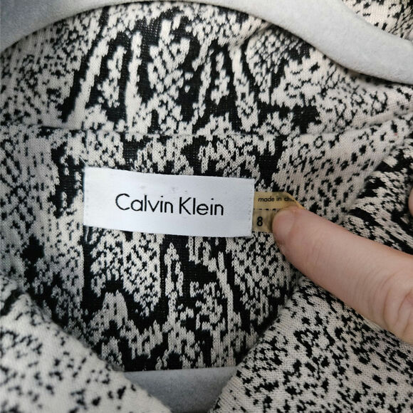 Calvin Klein Gray Snake Skin Print Sleeveless Sheath Dress Womens Size 8 - Picture 3 of 6